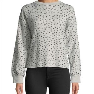 Current/Elliott The Slouchy Crewneck Star-Pattern Crop Sweatshirt (Size 2)